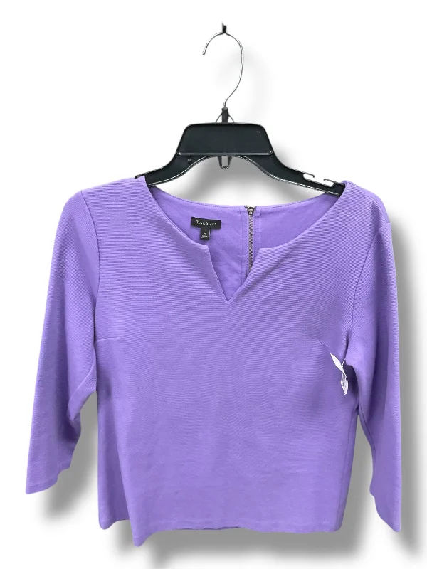 Top 3/4 Sleeve By Talbots In Lavender, Size: M Unique Men's Patch