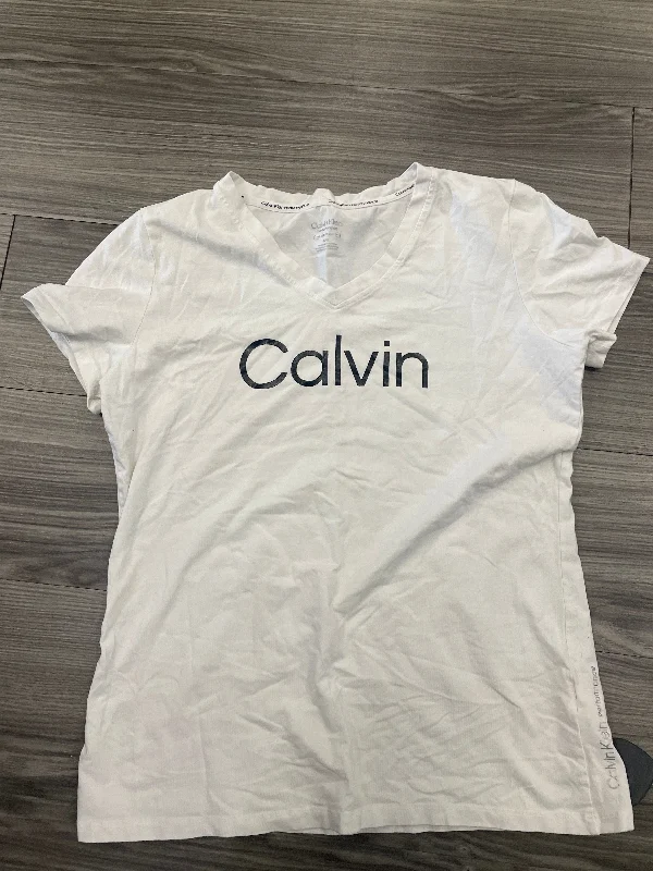 White Top Short Sleeve Calvin Klein, Size L Artistic Men's Hand