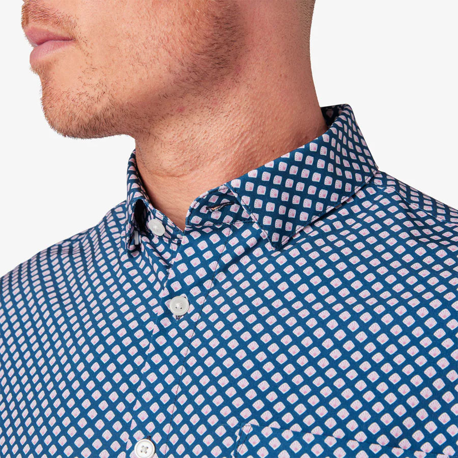 SS PERFORMANCE BUTTON UP - NAVY/PINK Rugged Men's Outdoor 