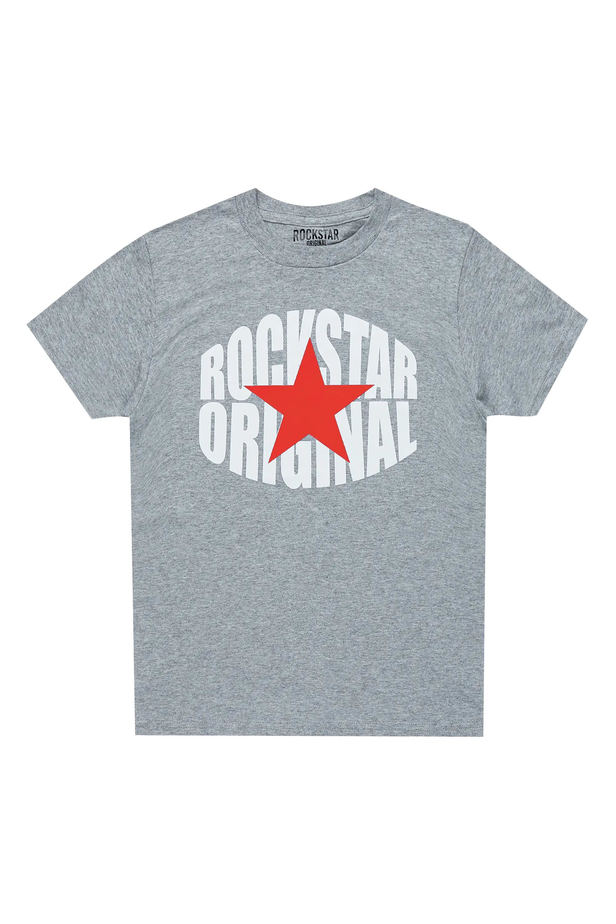 Boys Ezra Grey/Red Graphic T-Shirt Gym