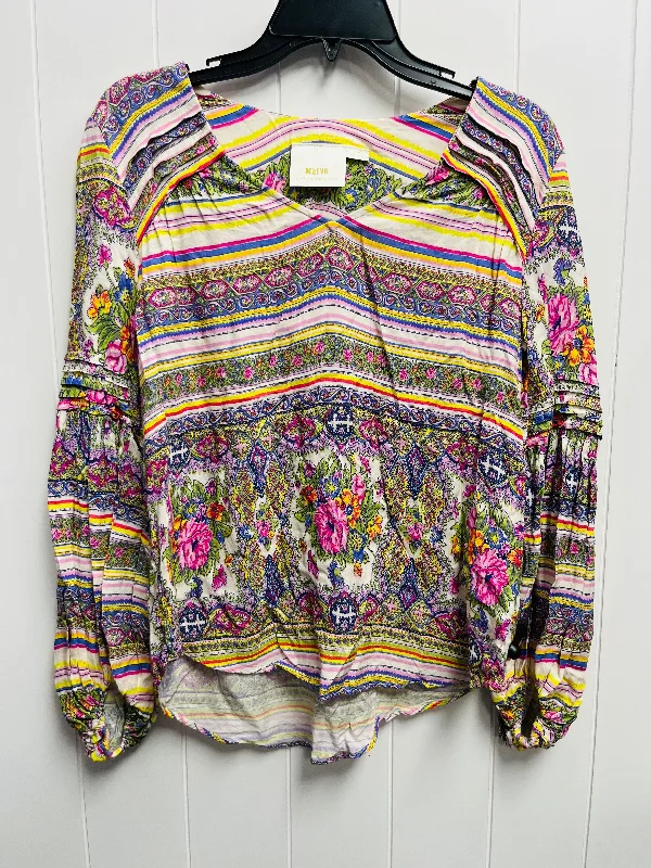 Top Long Sleeve By Maeve In Pink & Purple, Size: Xs Masculine Men's Thick