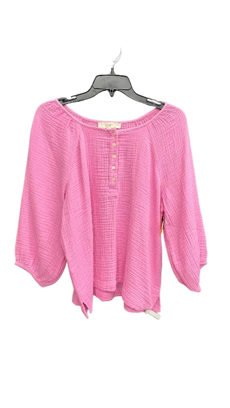 Top Long Sleeve By Loft In Pink, Size: M Lumberjack