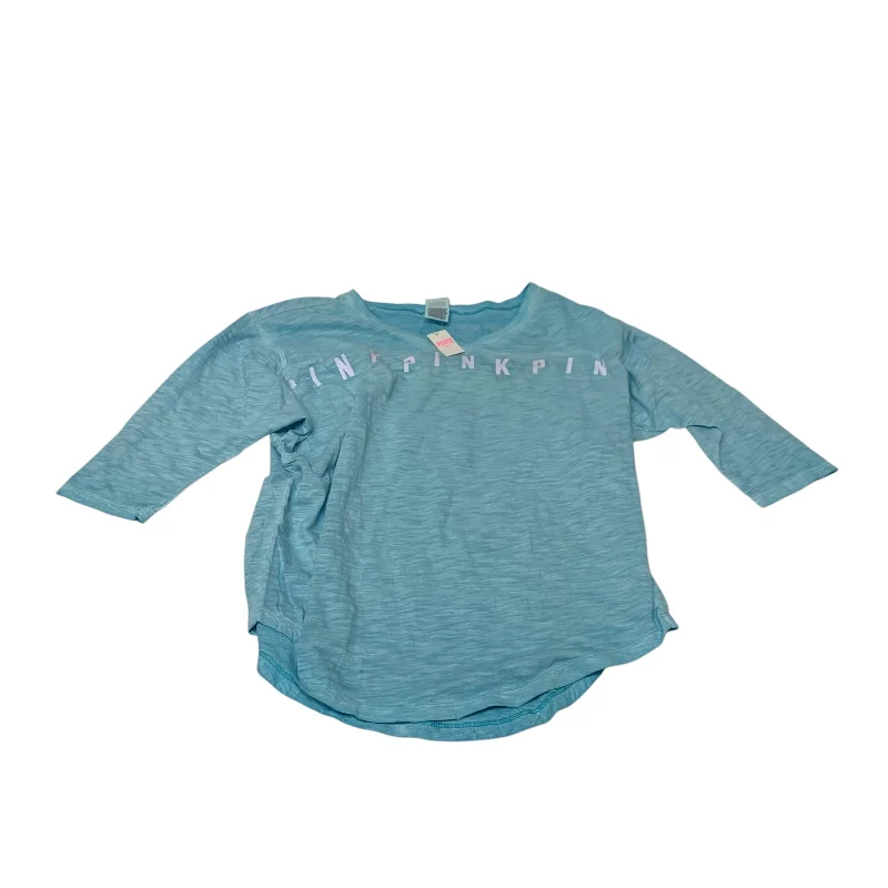 Top 3/4 Sleeve By Pink In Aqua, Size:Xs Unique Men's Upcycled