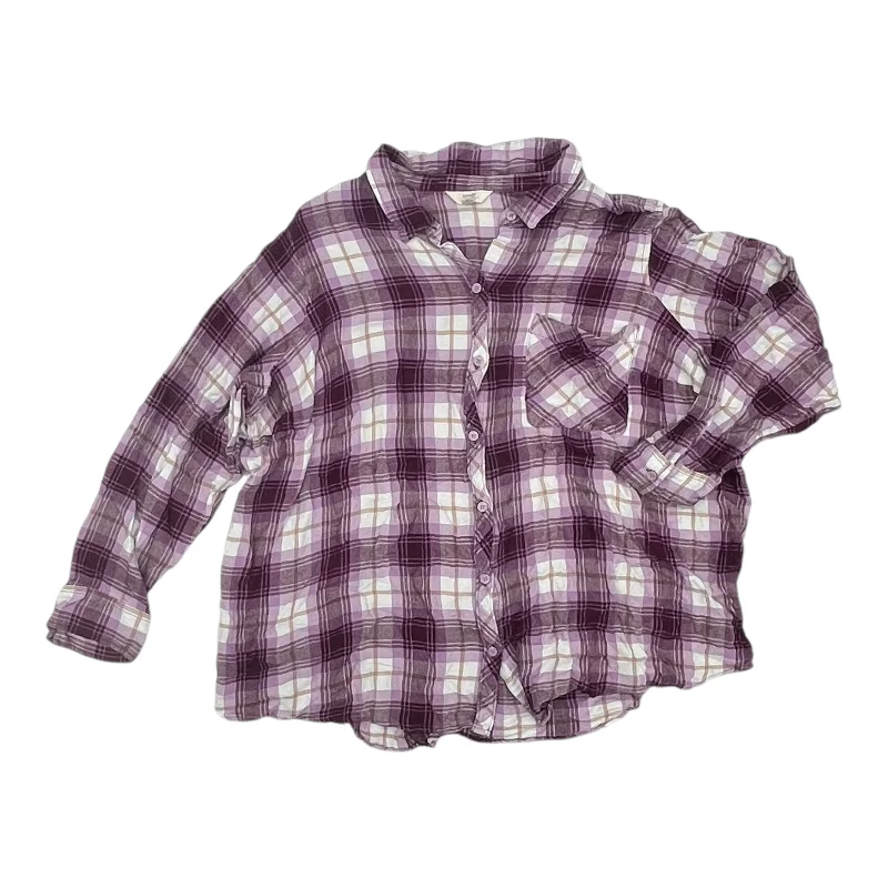 Top Ls By Terra & Sky In Purple, Size:4X Trendy Men's Oversized