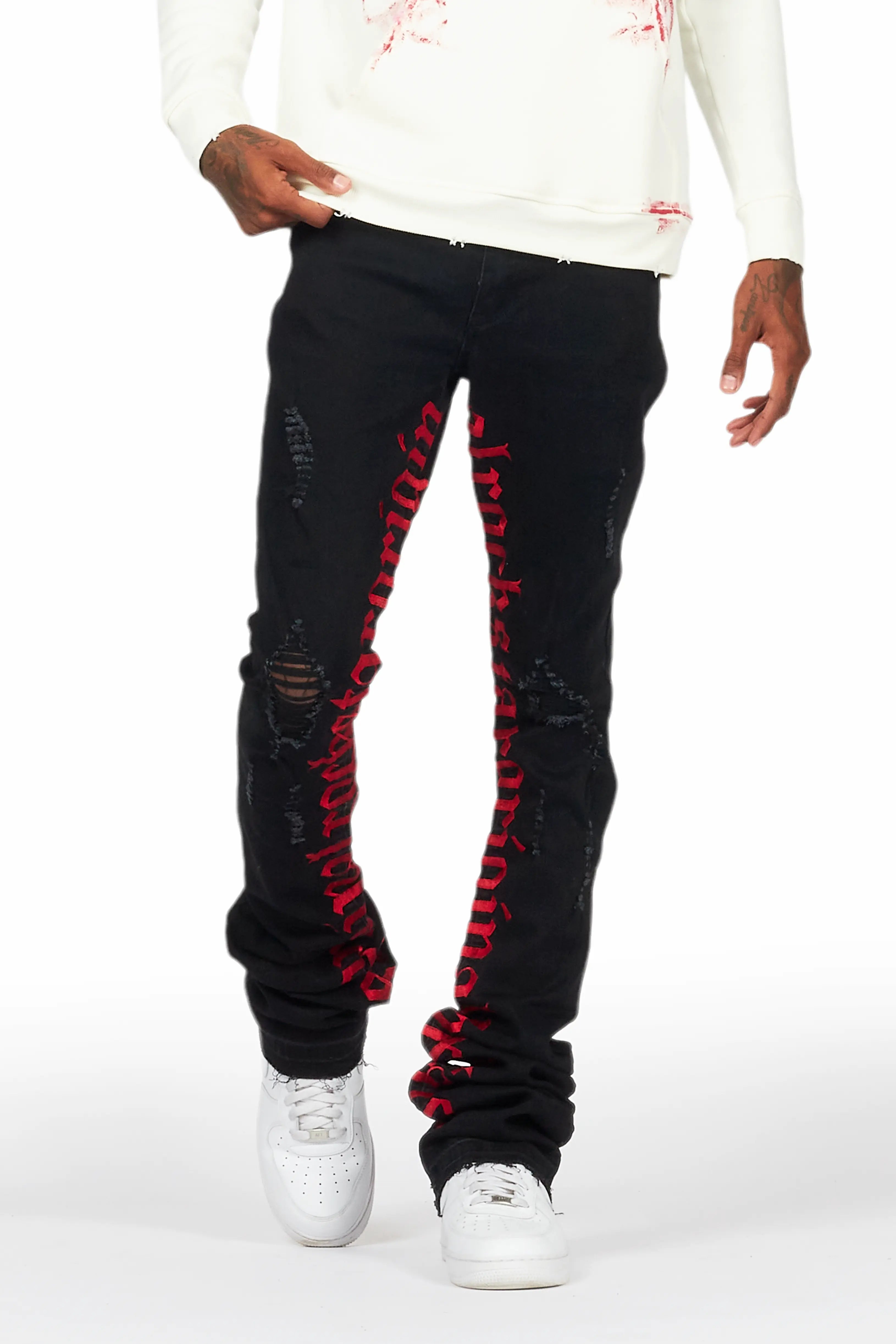 Colette Black Super Stacked Flare Jean Minimalist Men's Casual 