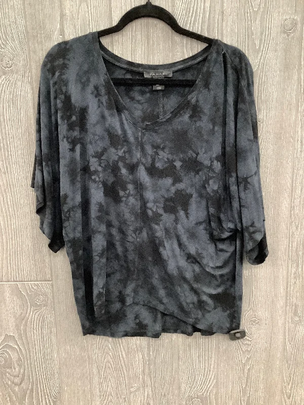 Top Short Sleeve By Tahari By Arthur Levine In Black & Blue, Size: M Trendy Men's Bucket