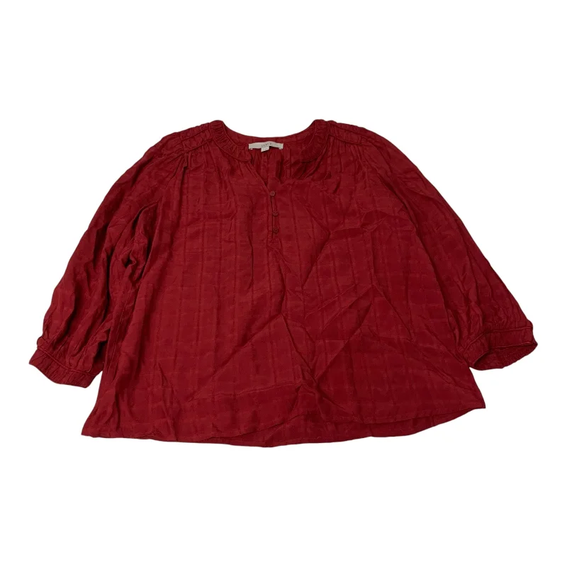 Top Long Sleeve By Loft In Red, Size: S Lumberjack