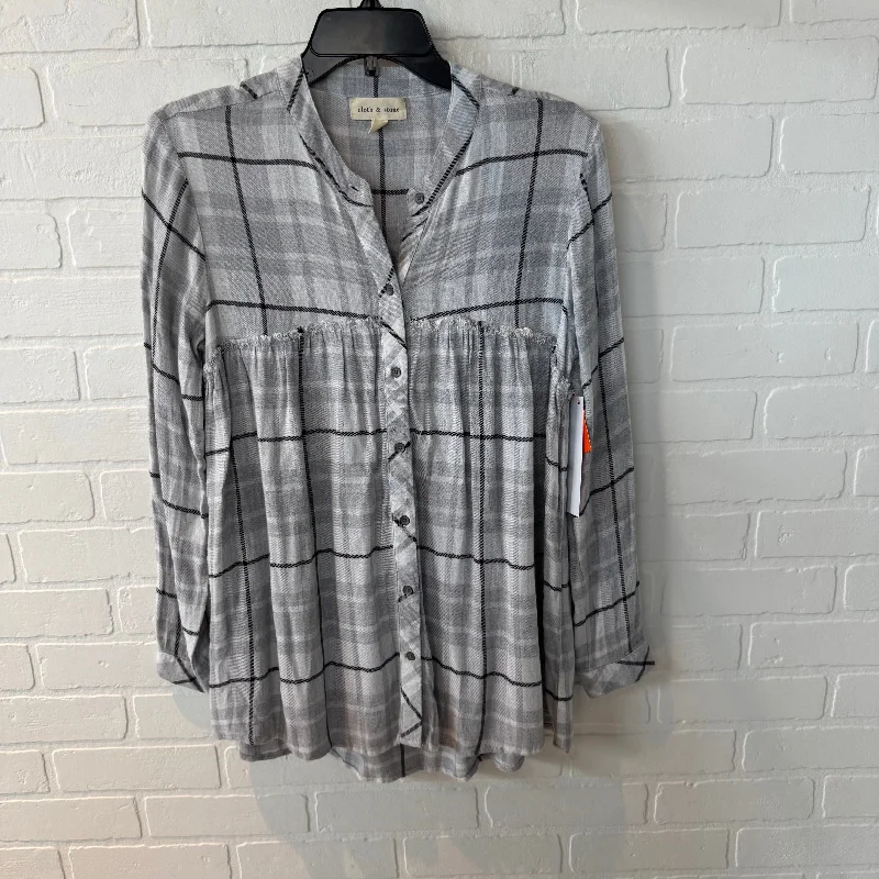 Top Long Sleeve By Cloth & Stone In Grey, Size: Xs Laid