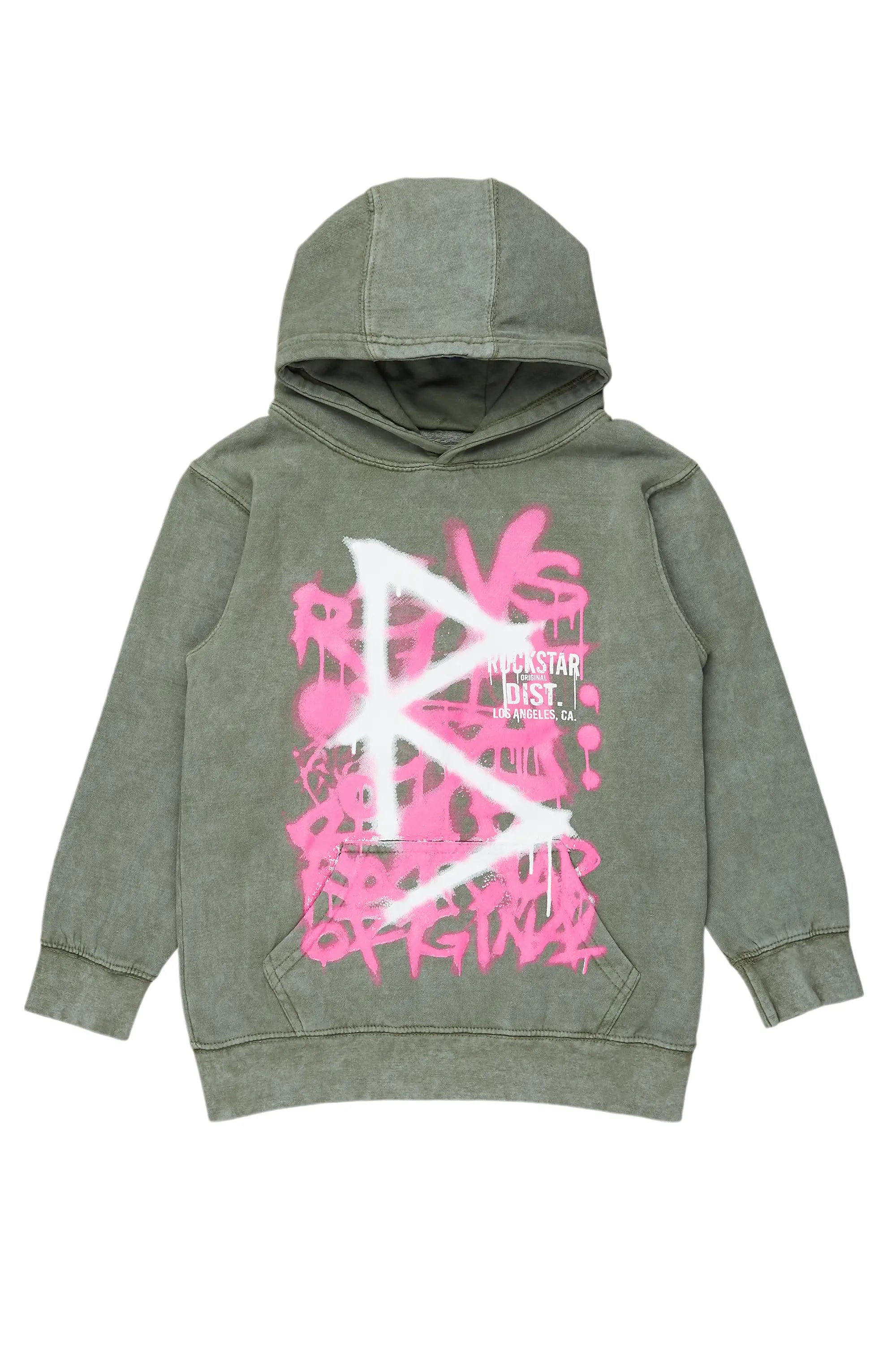 Girls Nahomy Vintage Green Graphic Hoodie Edgy Men's Punk