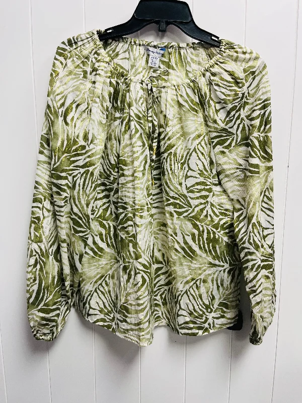 Top Long Sleeve By Tommy Bahama In Green & White, Size: Xs Artistic Men's Hand