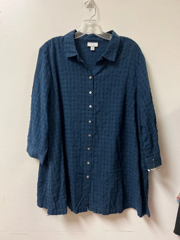 Tunic Long Sleeve By J. Jill In Navy, Size: 2x Casual Men's Japanese 