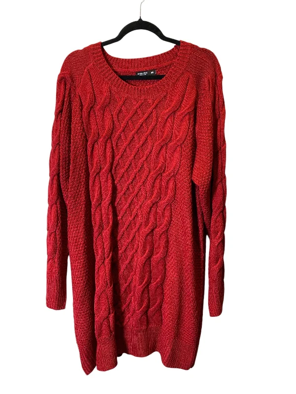 Tunic Long Sleeve By Shein In Red, Size: 3x Streetwear Style