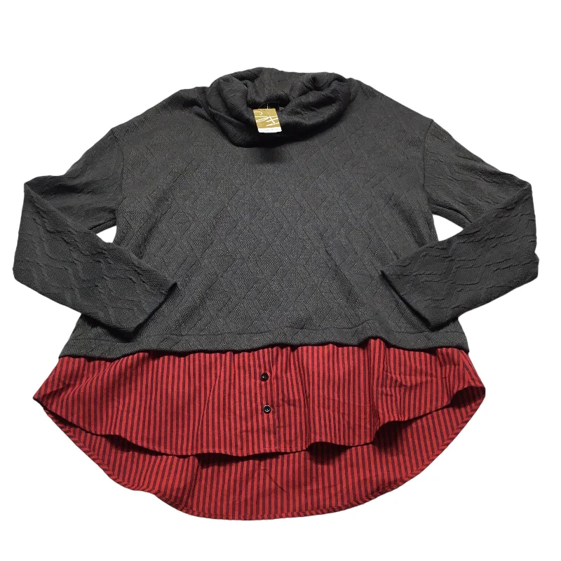 Top Long Sleeve By Suzanne Betro In Grey & Red, Size: 1x Earthy Men's Sustainable 