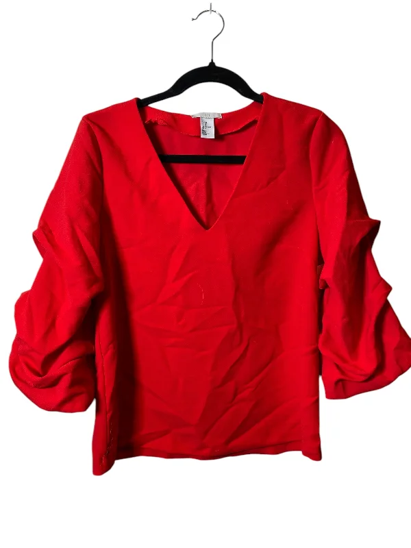 Top Long Sleeve By H&m In Red, Size: 4 Casual Men's Short