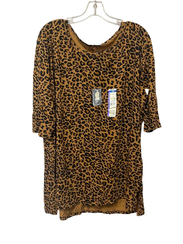 Tunic 3/4 Sleeve By Terra & Sky In Animal Print, Size: 1x Sporty Men's Athleisure 