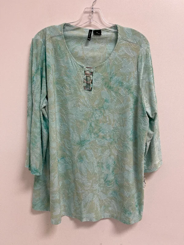 Top Long Sleeve By New Directions In Green, Size: 2x Vacation