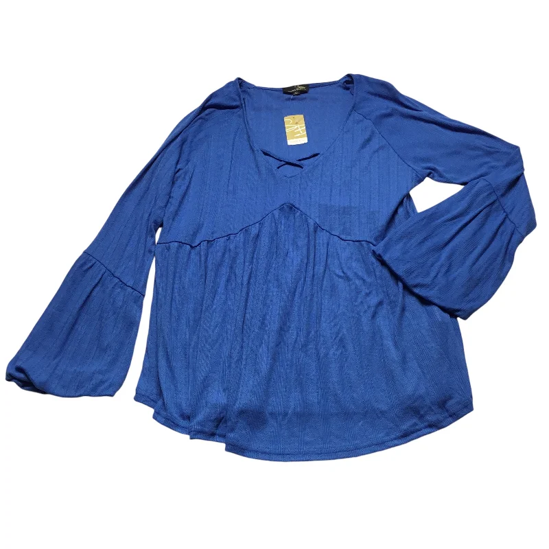 Top Long Sleeve By Suzanne Betro In Blue, Size: 1x Gym