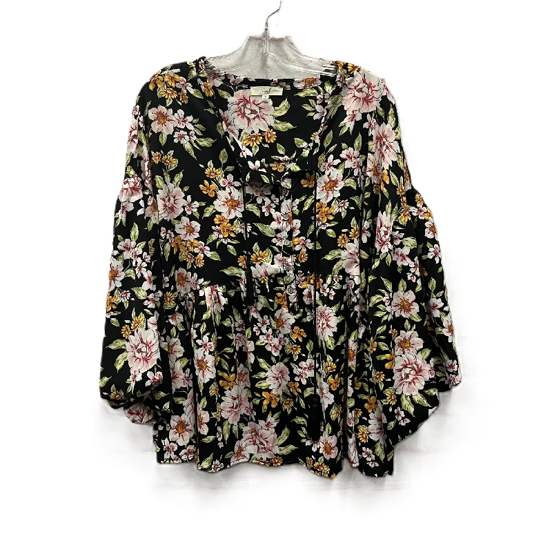 Top Long Sleeve By Easel In Floral Print, Size: S Casual Men's Japanese 