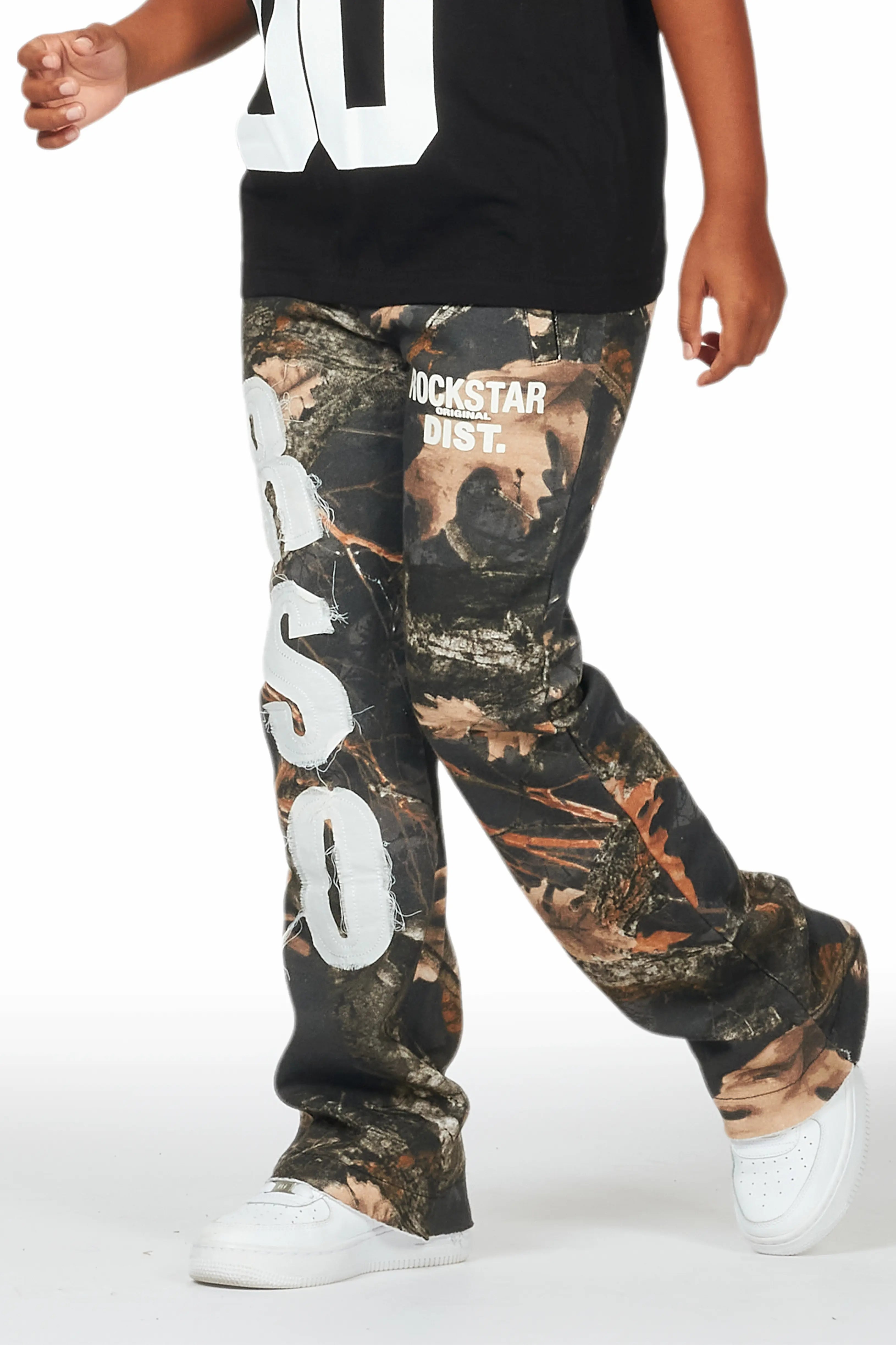 Boys Bansi Black Tree Camo Stacked Trackpant Youthful Men's Pop