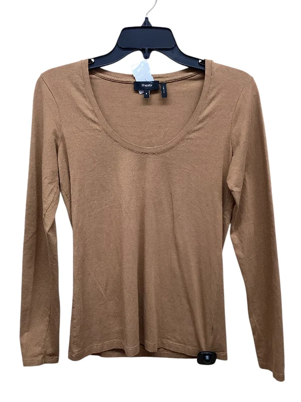 Top Long Sleeve By Theory In Brown, Size: S Sophisticated Men's French