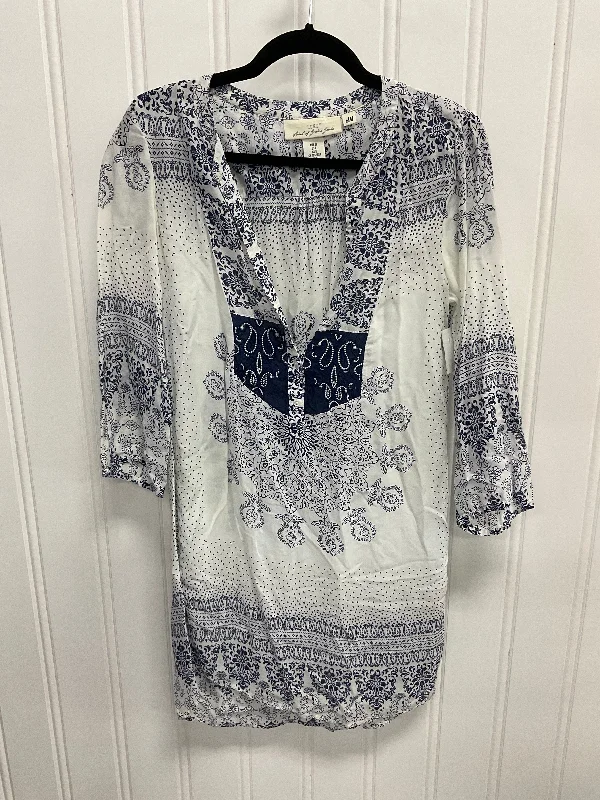 Tunic Long Sleeve By Logg In Blue & White, Size: M Street