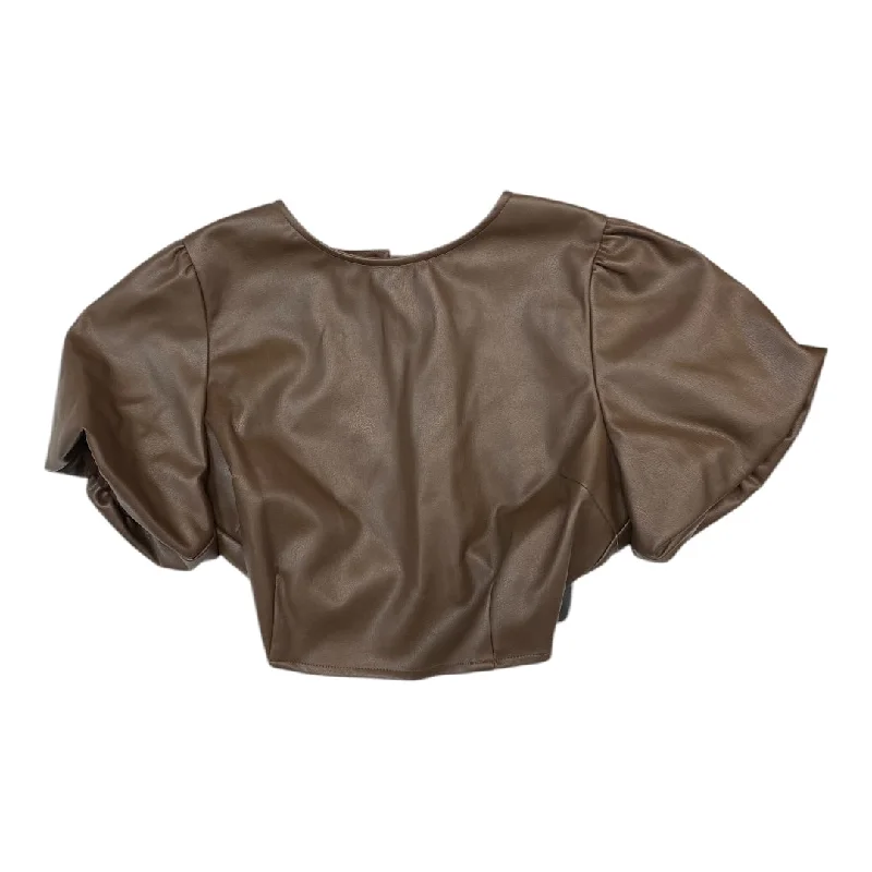 Top Short Sleeve By Cmc In Brown, Size: M Laid