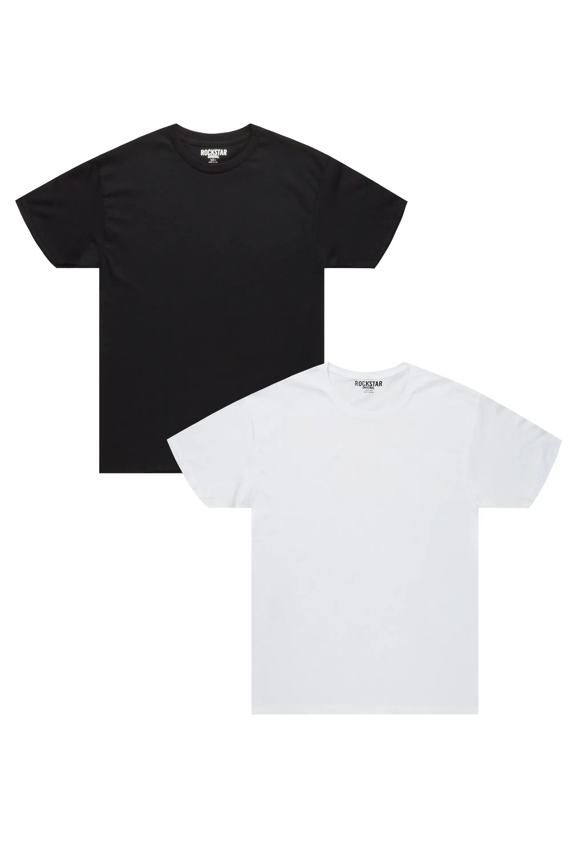 Basic Rockstar Multi 2 Pack Plain T-Shirts Polished Men's Silk