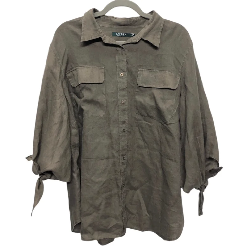 Top 3/4 Sleeve By Lauren By Ralph Lauren In Green, Size:2X Bold Men's Statement