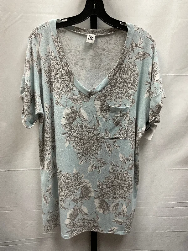 Floral Print Top Short Sleeve Sew In Love, Size L Artistic Men's Avant