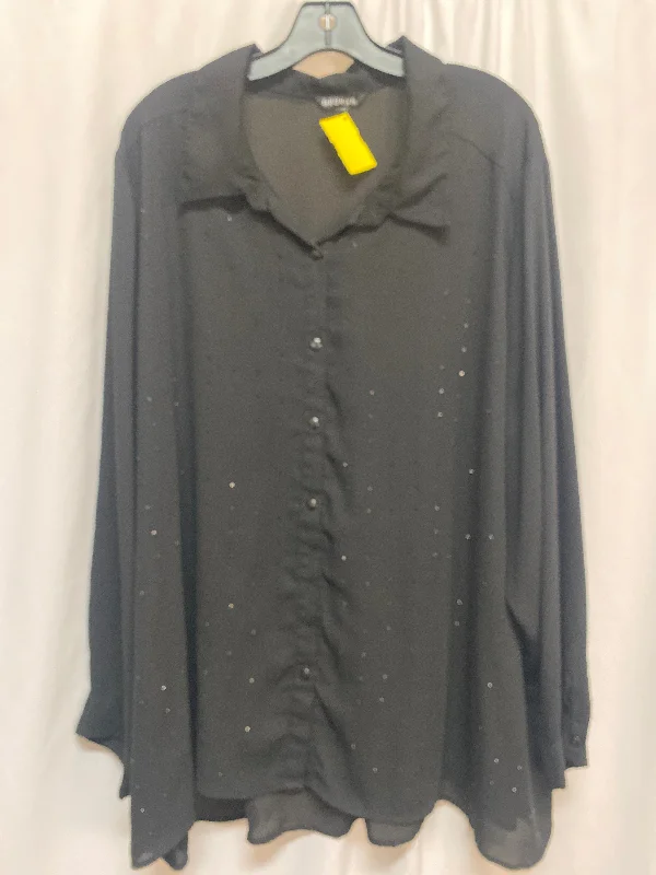 Top Long Sleeve By George In Black, Size: 4x Polished Men's Satin