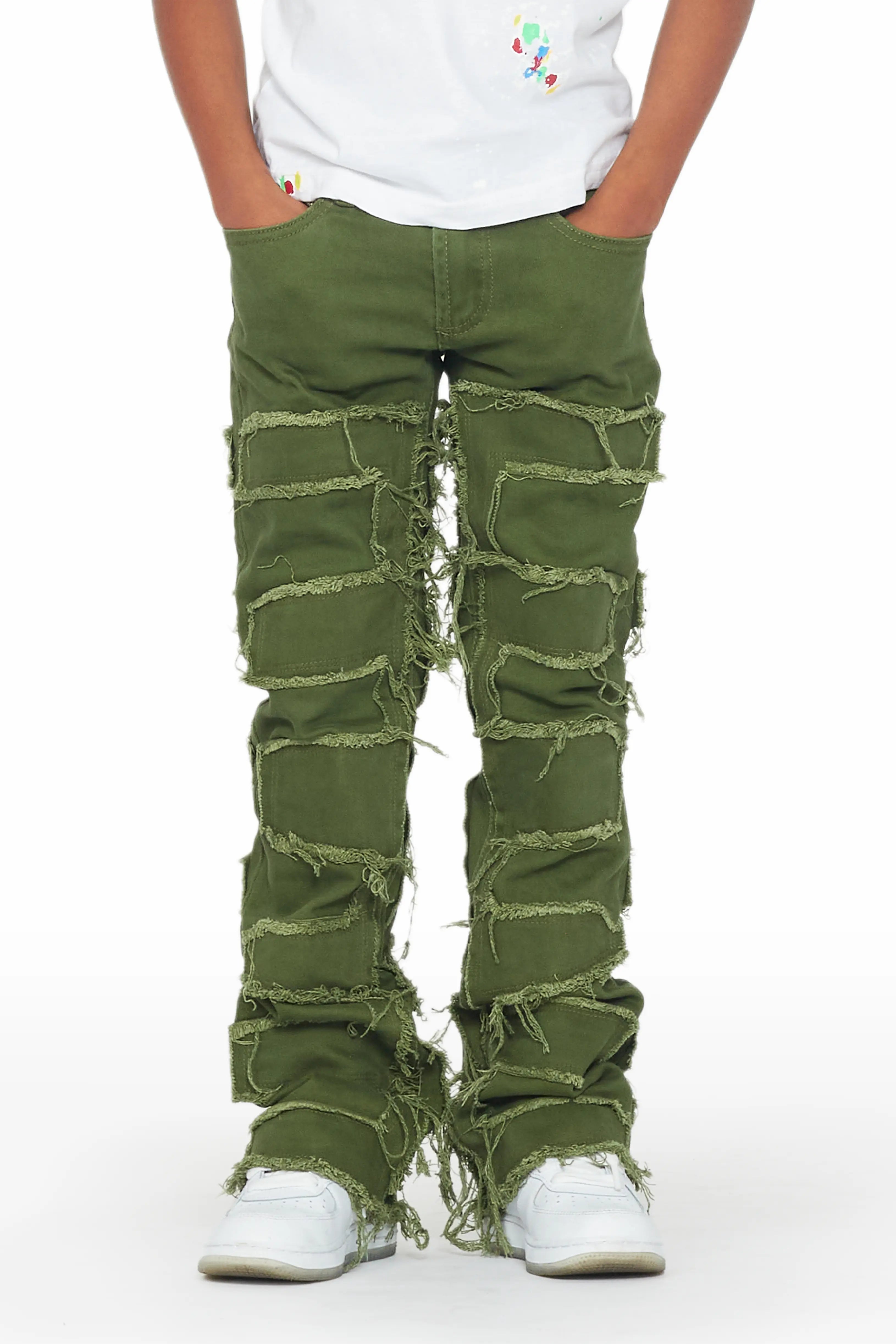 Boys Shake Green Stacked Flare Jean Cool Men's Skate