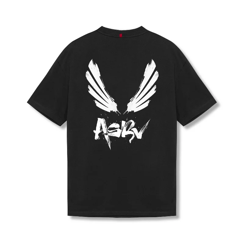 0797. Tech Essential™ Relaxed Tee - Black "Brush Wings/ASRV" Artistic Men's Avant Artistic Men's Avant