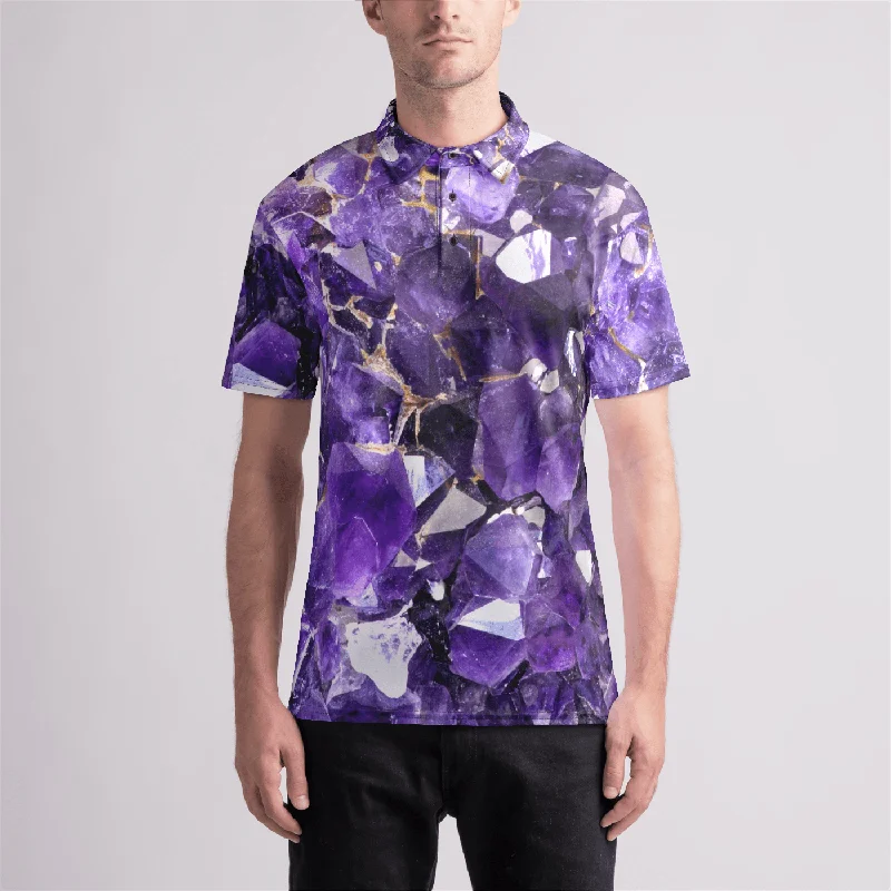 Amethyst Aura Mens Polo Shirt Artistic Men's Hand Artistic Men's Hand