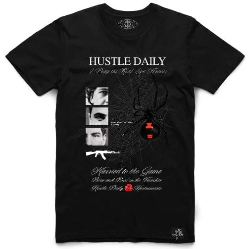 Hasta Muerte Hustle Daily Black Widow T Shirt (Black) Artistic Men's Avant Artistic Men's Avant