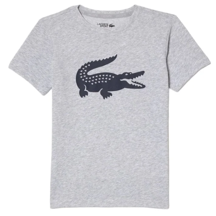 Kids Lacoste Sport Oversized Croc T Shirt (Grey Chine/Navy Blue) TJ2910-51 Cool Men's Distressed Cool Men's Distressed