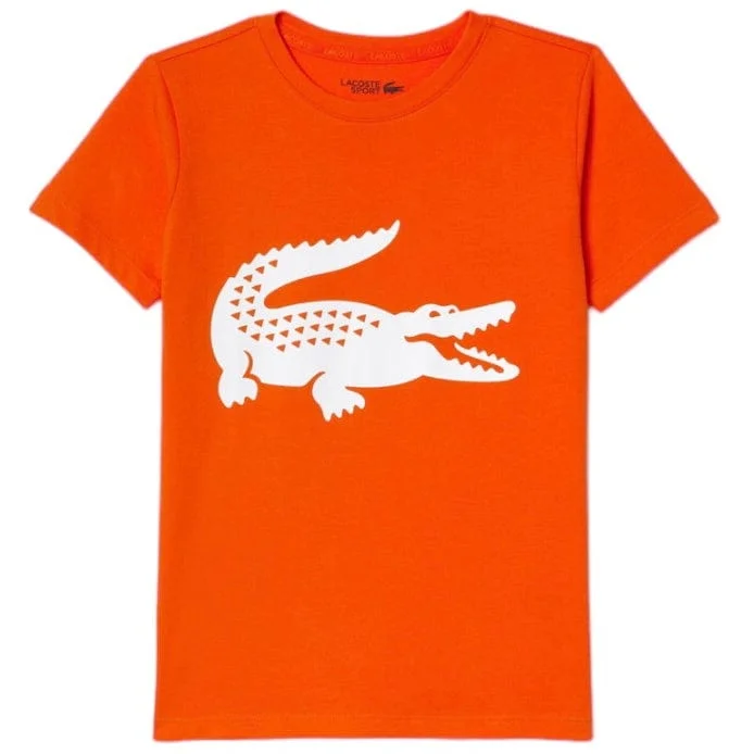 Kids Lacoste Sport Oversized Croc T Shirt (Orange/White) TJ2910-51 Masculine Men's Thick Masculine Men's Thick