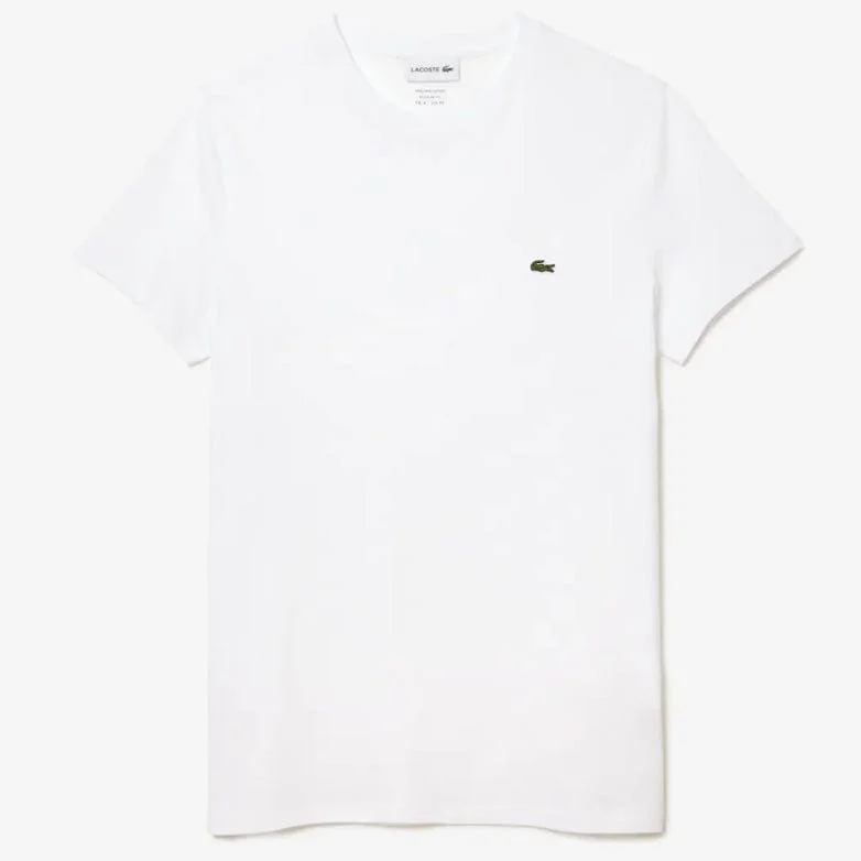 Lacoste Crew Neck Pima Cotton Jersey T Shirt (White) TH6709-51 Earthy Men's Sustainable  Earthy Men's Sustainable 