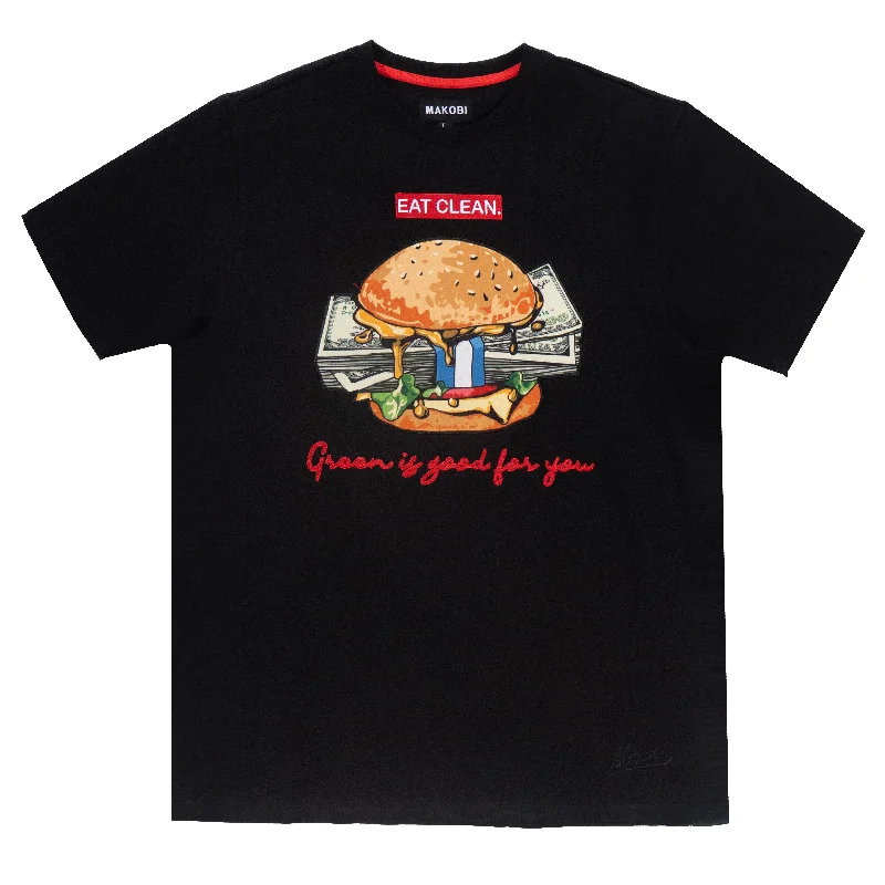 M306 Vegan Burger Tee - Black Masculine Men's Thick Masculine Men's Thick