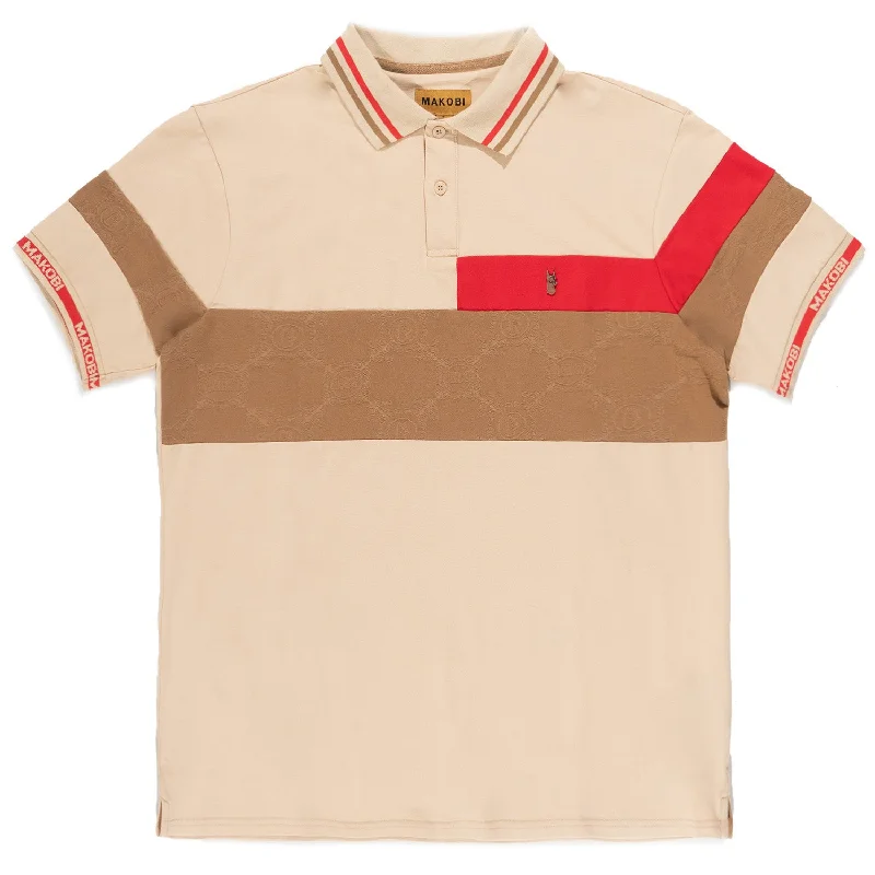 M368 Caspar Polo Shirt - Mocha Modern Men's Geometric Modern Men's Geometric