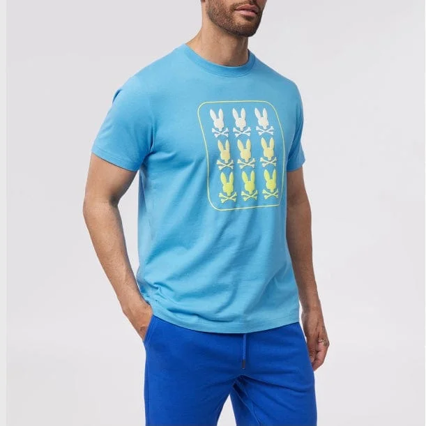 Psycho Bunny Barker Graphic Tee (Cool Blue) B6U141Y1PC Traditional Men's Wool Traditional Men's Wool