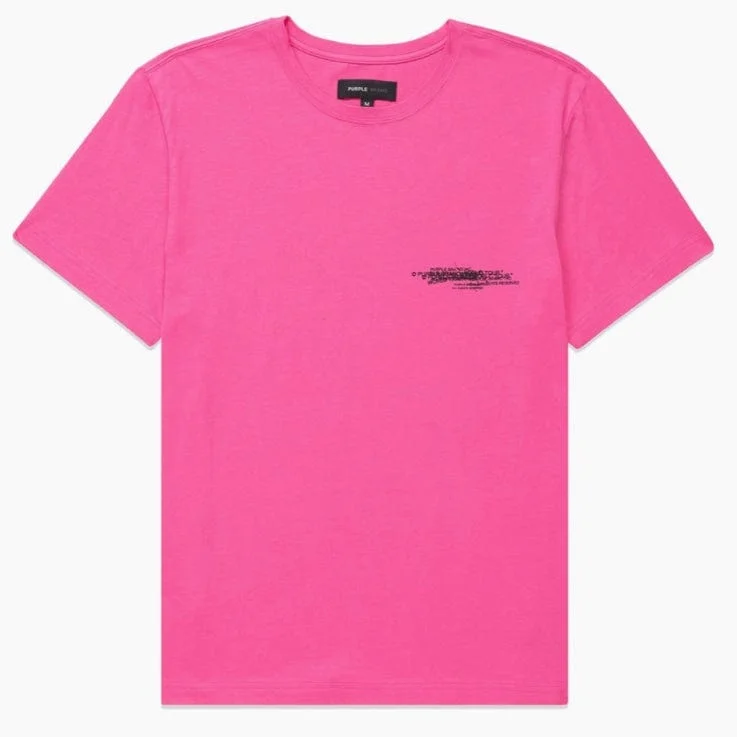 Purple Brand Circle Wordmark Neon Pink Clean Jersey SS Tee (Pink) Trendy Men's Bucket Trendy Men's Bucket