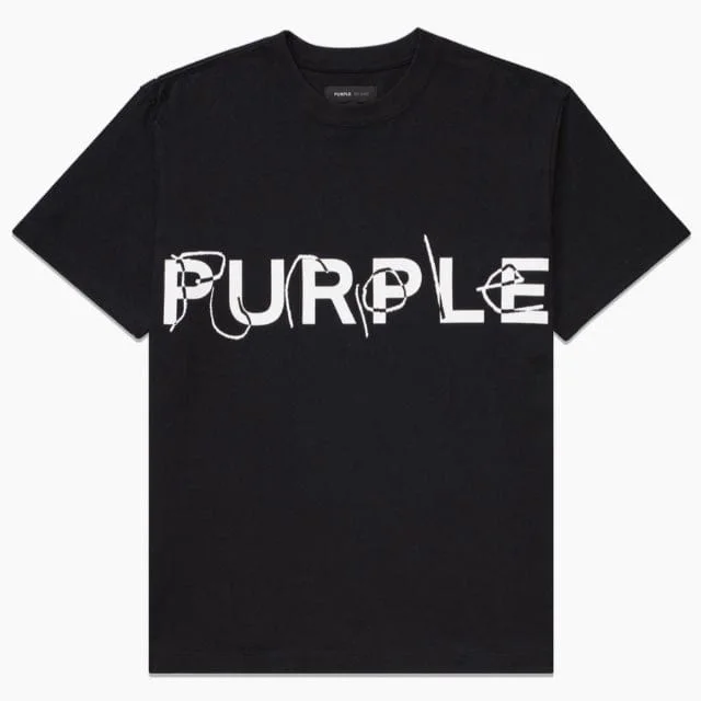 Purple Brand Written Logo Black Beauty Heavy Jersey SS Tee (Black) Preppy Men's College Preppy Men's College