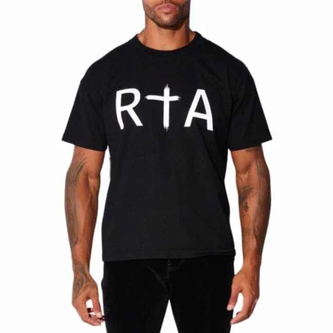 RTA Short Sleeve Liam Front Logo Tee (Black) ME00K83 Bold Men's Statement Bold Men's Statement