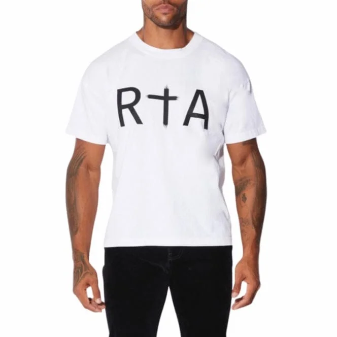 RTA Short Sleeve Liam Front Logo Tee (White) ME00K83 Sleek Men's Contemporary  Sleek Men's Contemporary 