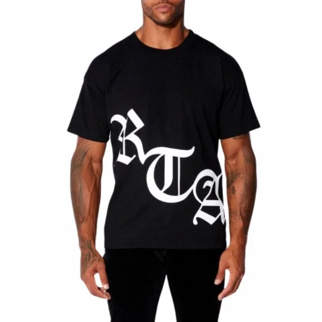 RTA Short Sleeve Old English Logo Tee (Black/White) MU23K621 Stylish Men's Tropical  Stylish Men's Tropical 