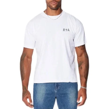 RTA Short Sleeve White Chest Logo Tee (White) MU23K621 Sporty Men's Athleisure  Sporty Men's Athleisure 