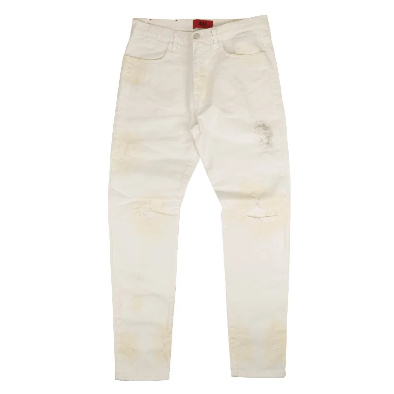 424 On Fairfax Distressed Jeans - White Traditional Men's Country Traditional Men's Country