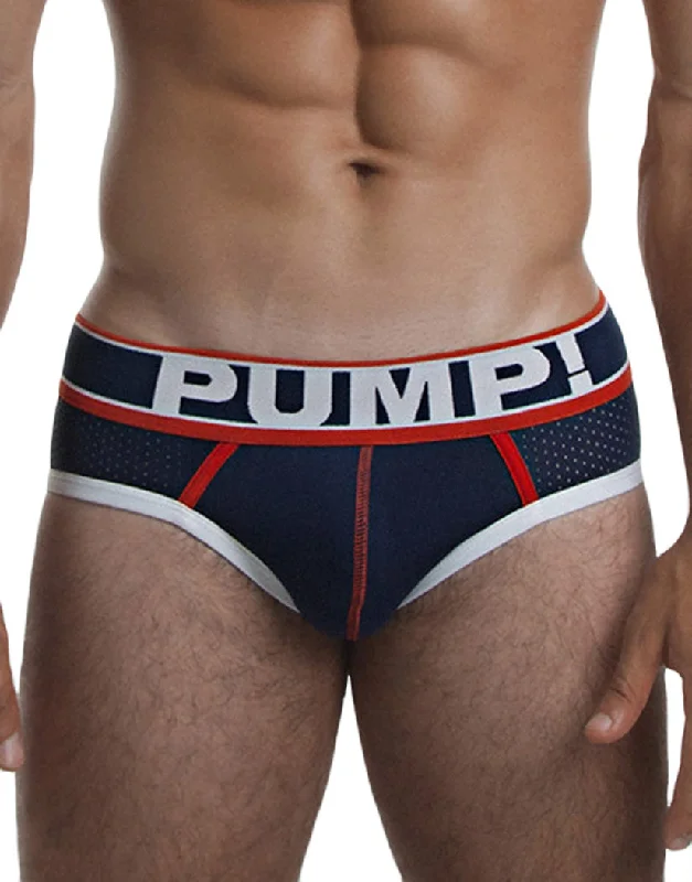 PUMP! Men's Big League Low Rise Cotton Mesh Brief Navy Blue 12033 Sporty Men's Athleisure  Sporty Men's Athleisure 