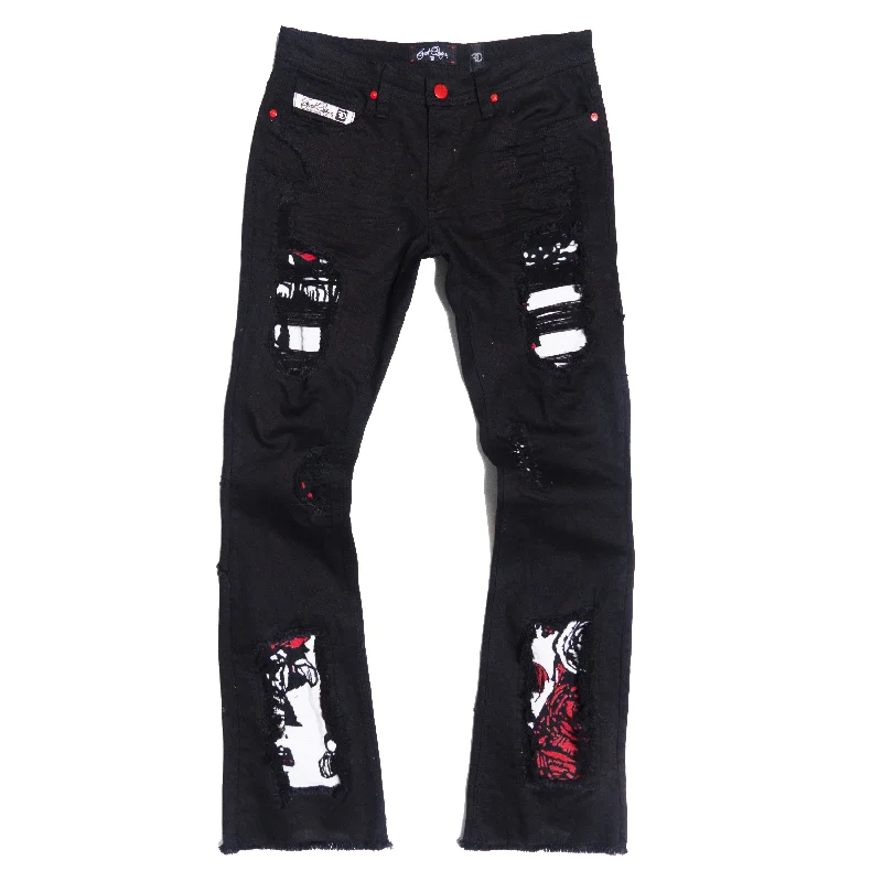 F1944 Cashay Tapestry Denim Jeans - Black Refined Men's European Refined Men's European