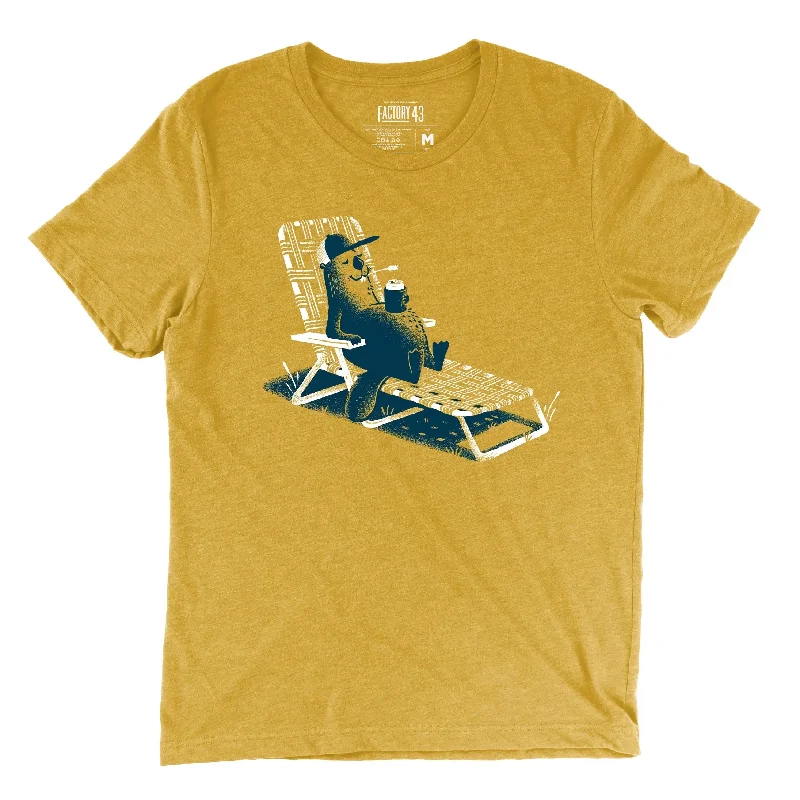 Factory 43 Un-busy Beaver slim fit t-shirt mustard yellow Relaxed Men's Australian  Relaxed Men's Australian 